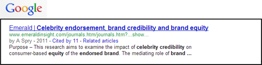Image: First sentence of abstract visible in Google search