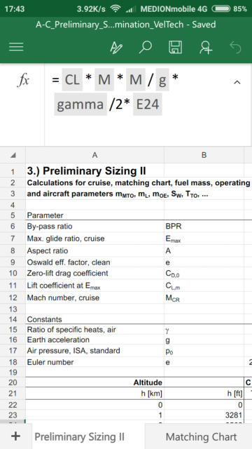 Aircraft Design calculations with Smart Phone